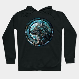 Magic wolf and moon stained glass window Hoodie